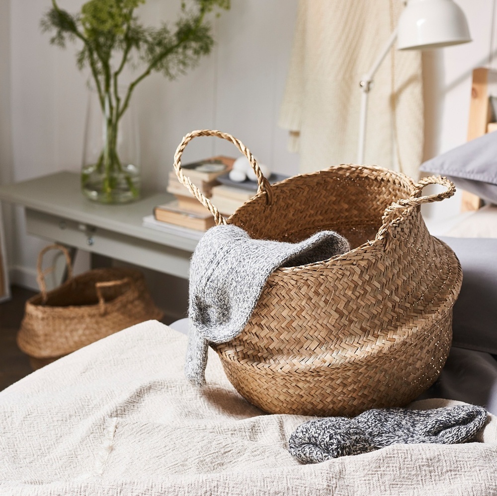 NWT IKEA Fladis Woven Seagrass Basket